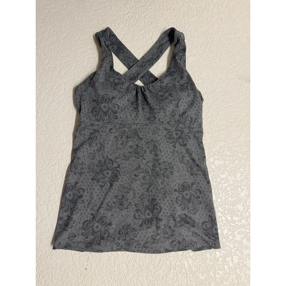 REI Women's Small Gray Floral Crossback Tank Top